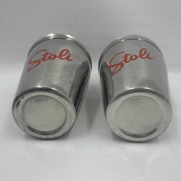 Stolichnaya Russian Vodka Stainless Steel Cocktail Shaker Stoli Set of 2 - Picture 2 of 3